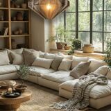 Contemporary cotton thread pendant light