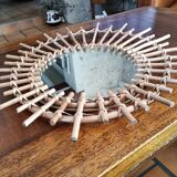 Oval rattan sun mirror