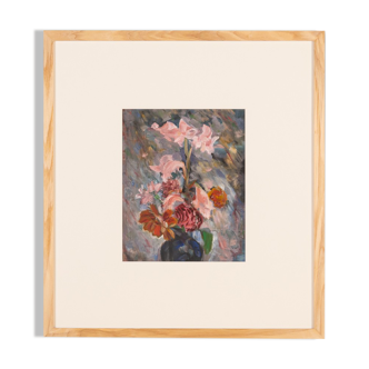 Flowers in Pastel, Acrylic on Cardboard, 53 x 58 cm