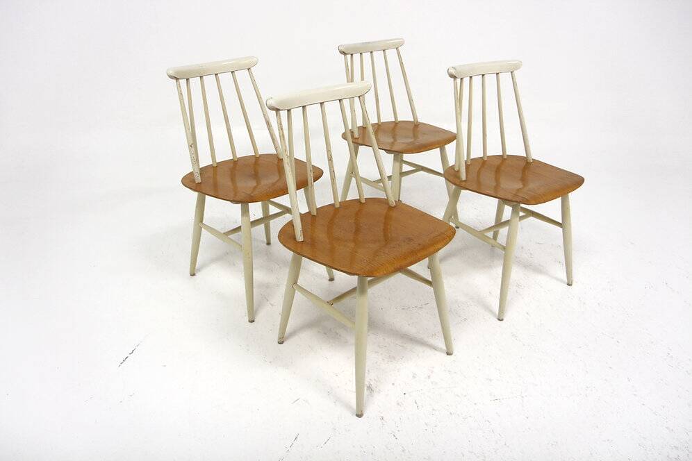 Set of 4 "Fanett" chairs in teak by Ilmari Tapiovaara, Sweden, 1960.