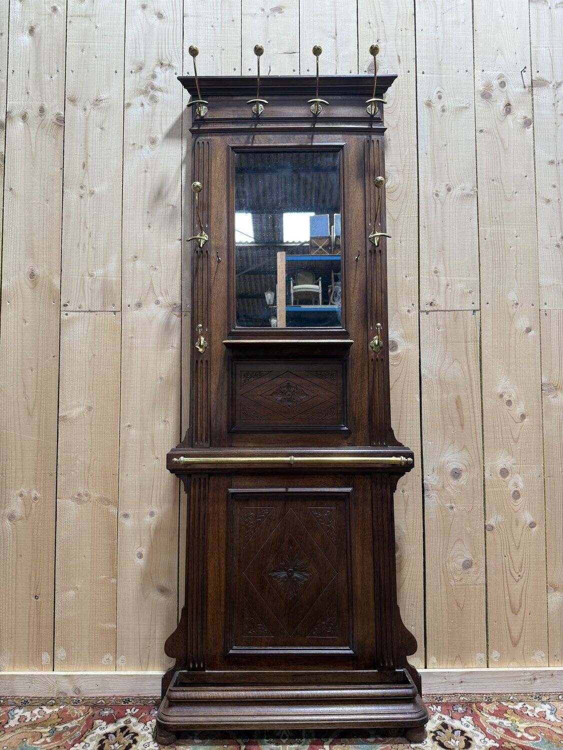 Coat rack - Napoleon III wardrobe in wood and brass