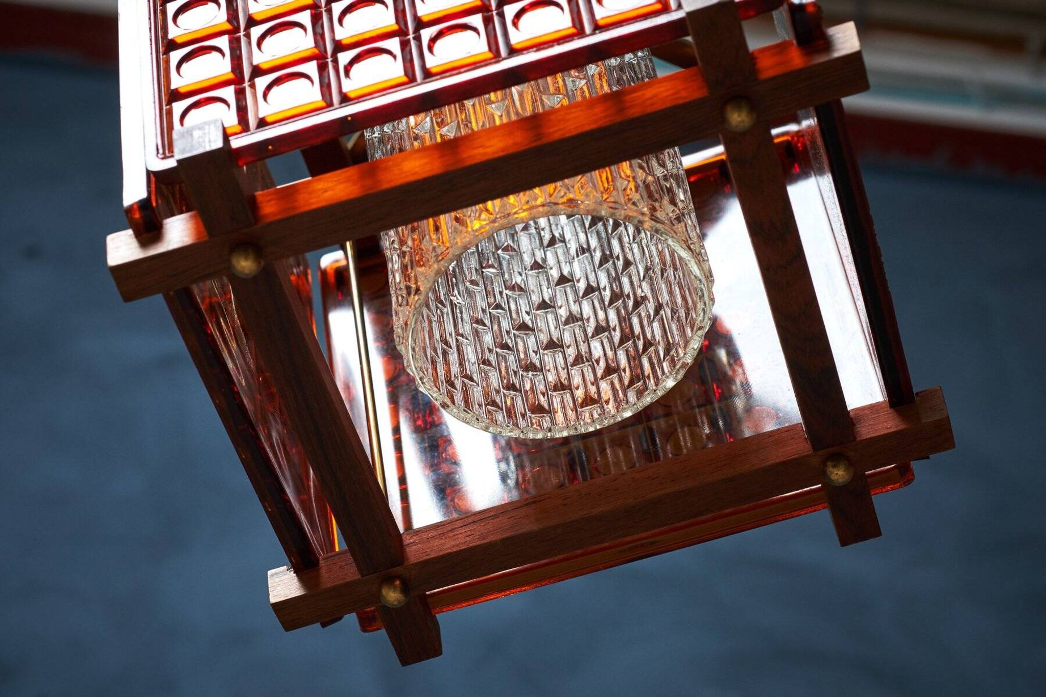 Suspension Mid-Century en Cristal Orange, Danemark