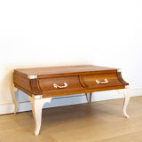 Table basse vintage en teck avec pieds en acier