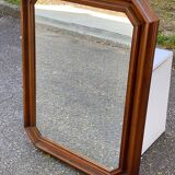 Vintage octagonal mirror in solid wood 65x33cm