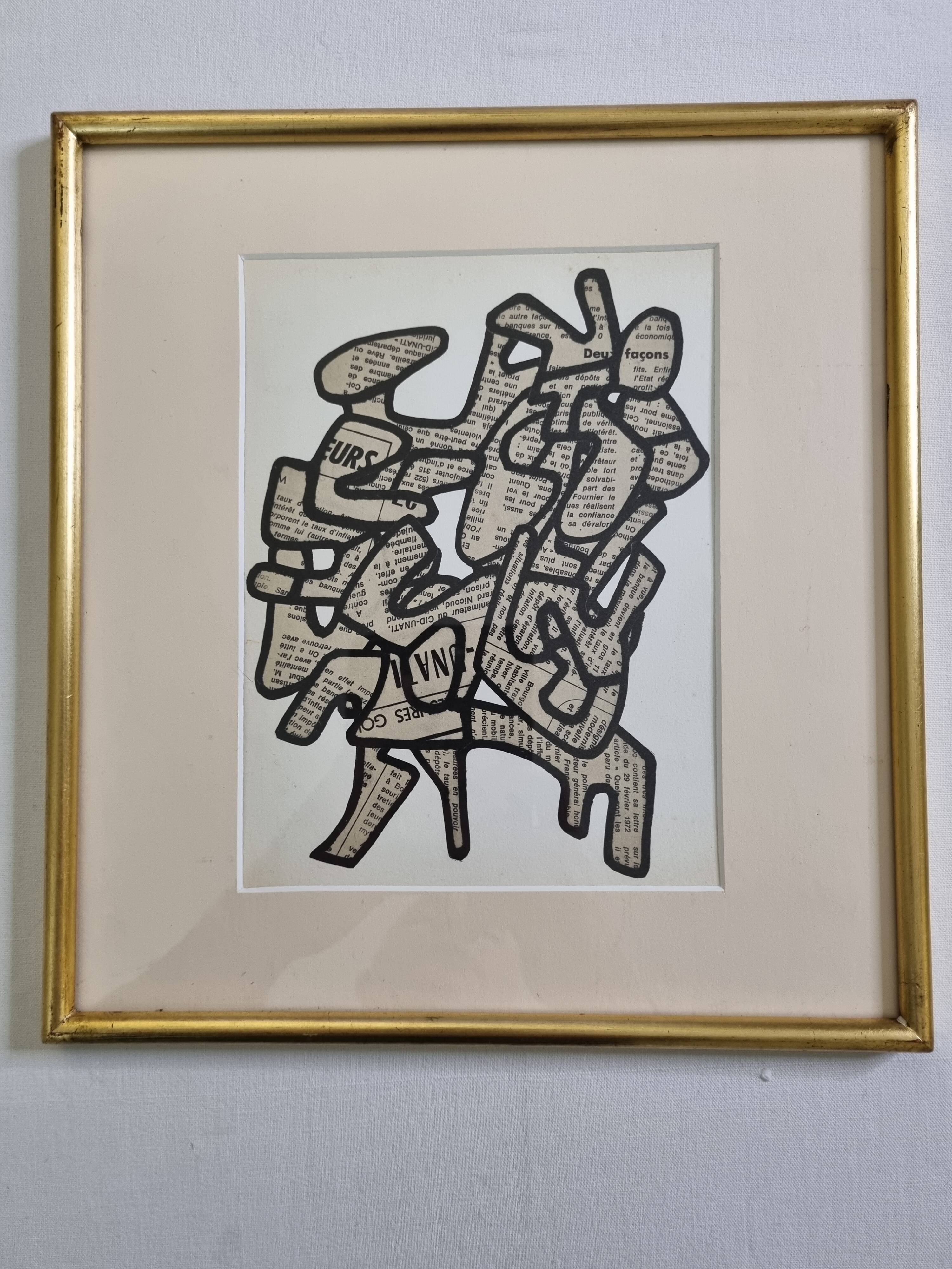 Screenprint after Jean Dubuffet framed under glass 28 cm by 30 cm