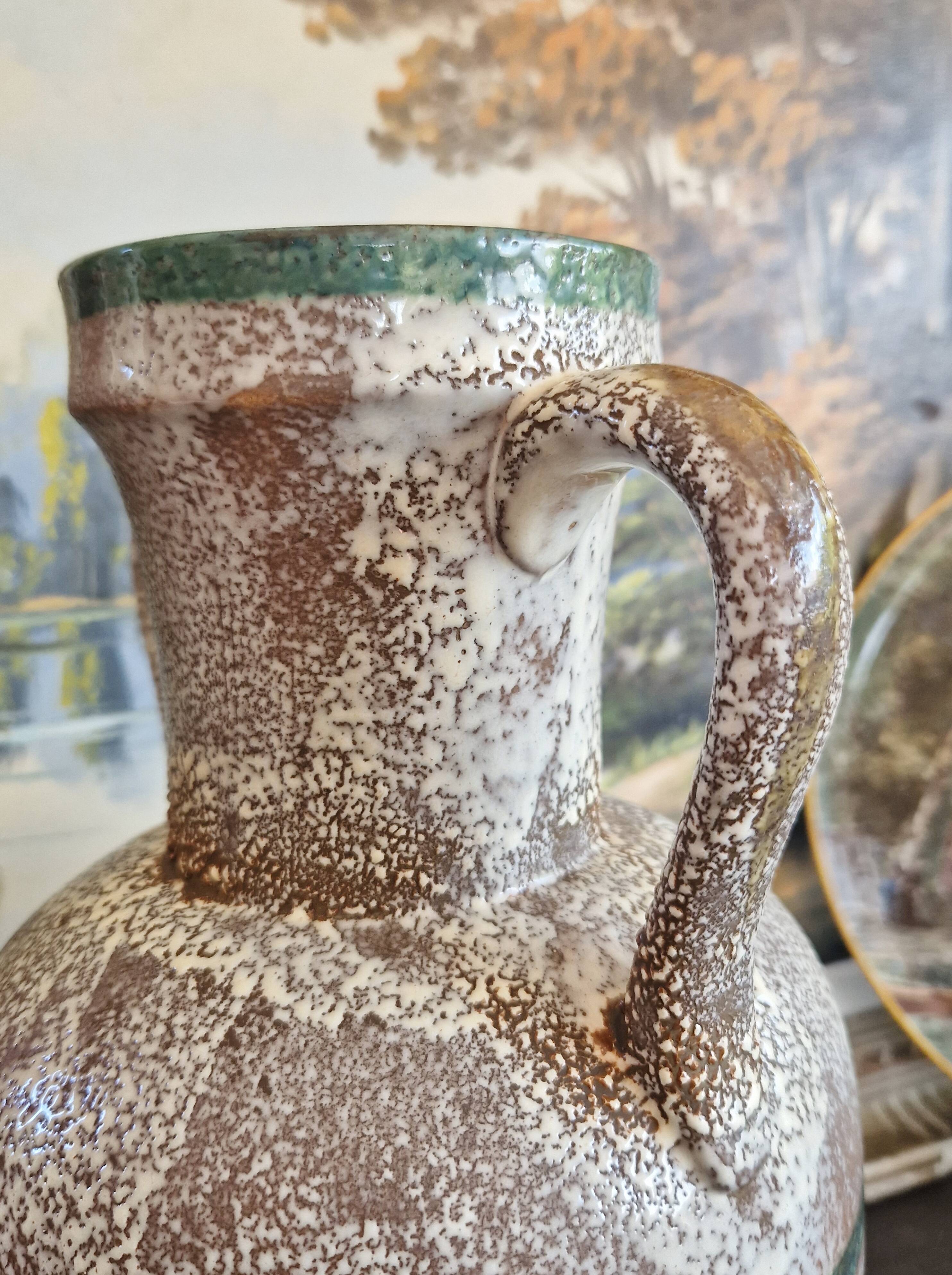 Large vintage vase St Clement France amphora shape fat lava