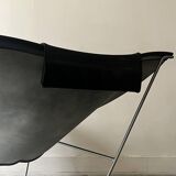 Semana design armchair in black leather and steel by D.Weeks, limited edition 1980