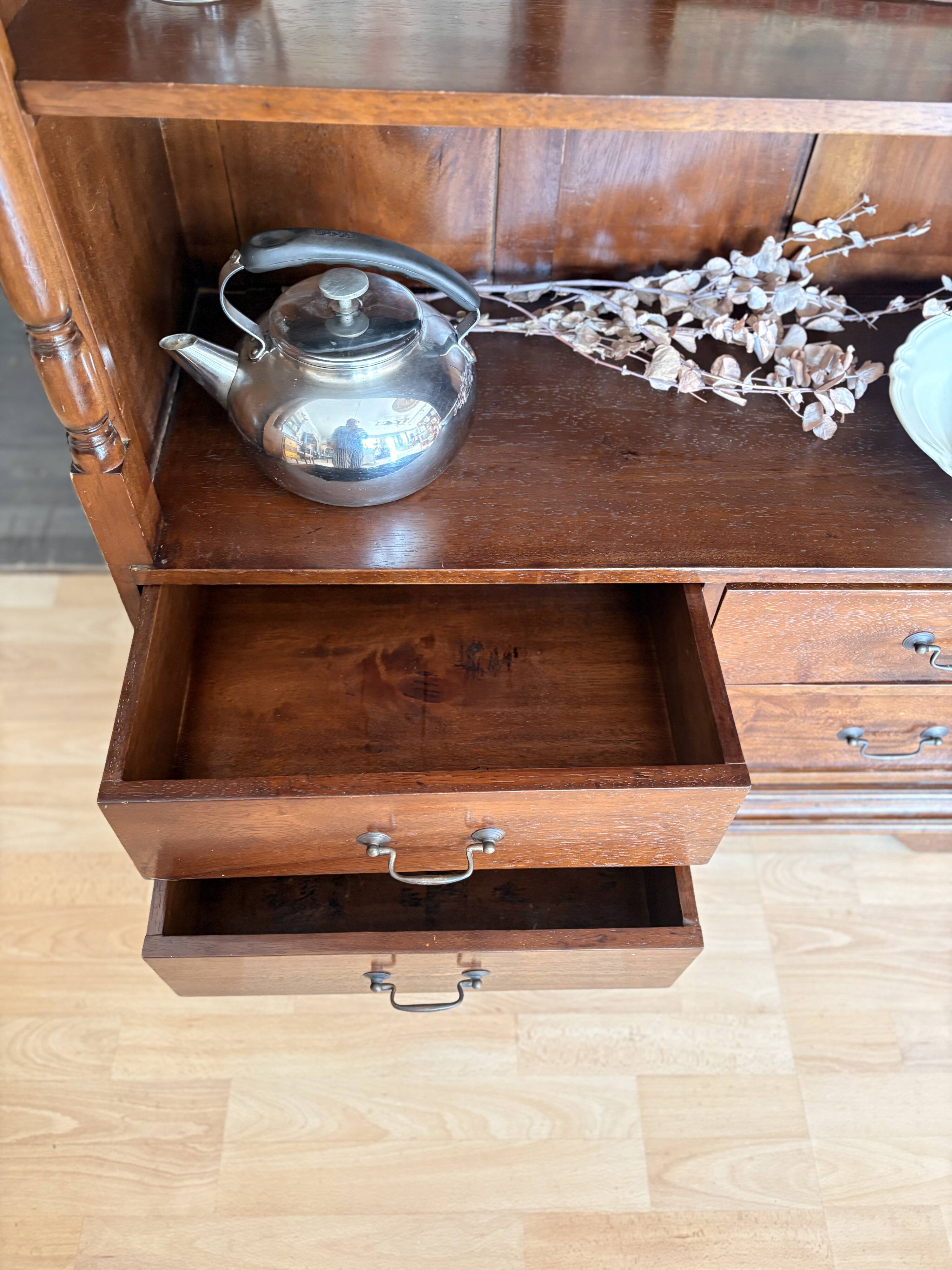 Wooden bookshelf with drawer