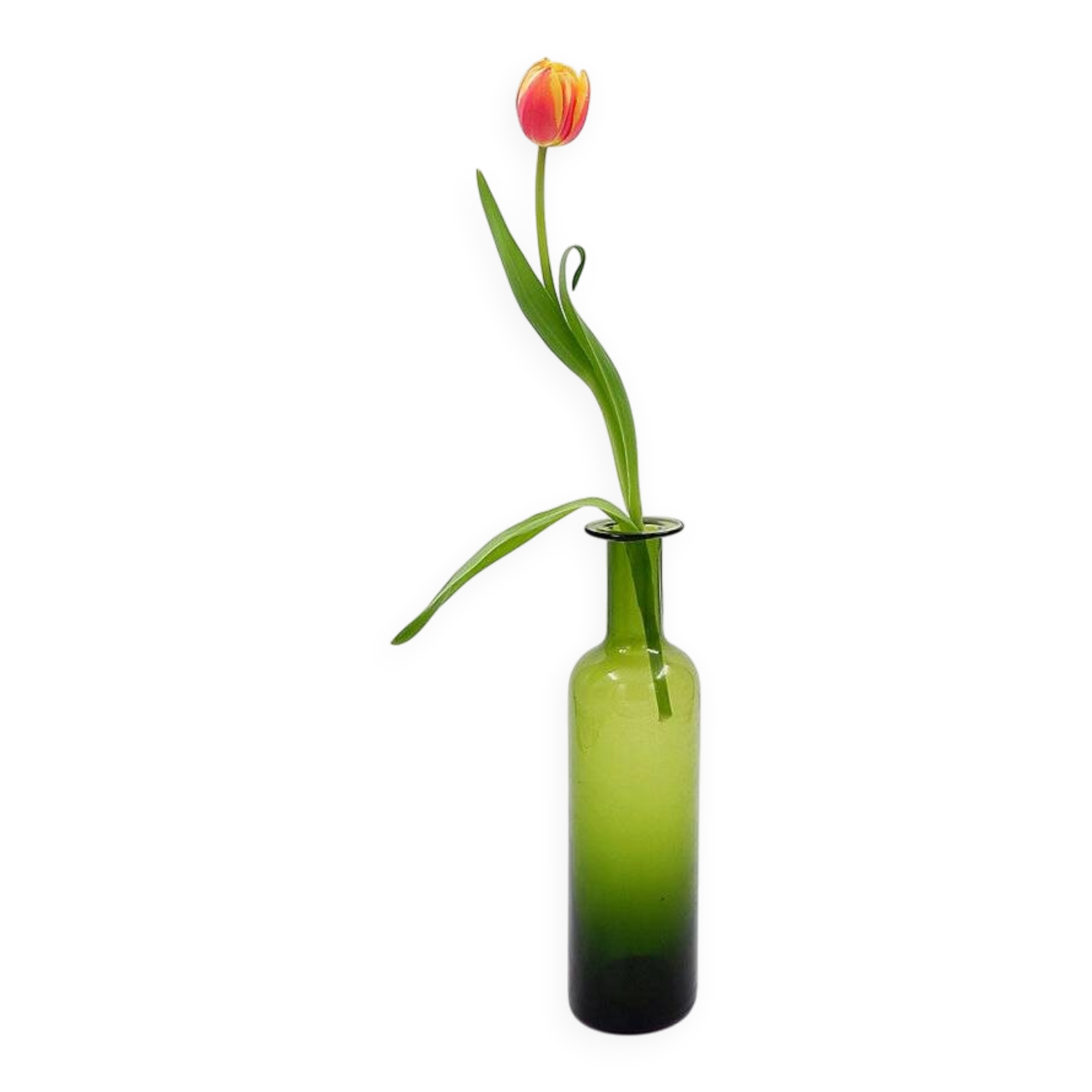 Mid-century green glass vase / Nanny Still style bottle