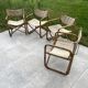 4 fauteuils en bambou reffure et vis en laiton pliable style art déco époque 1930 dans leur jus
