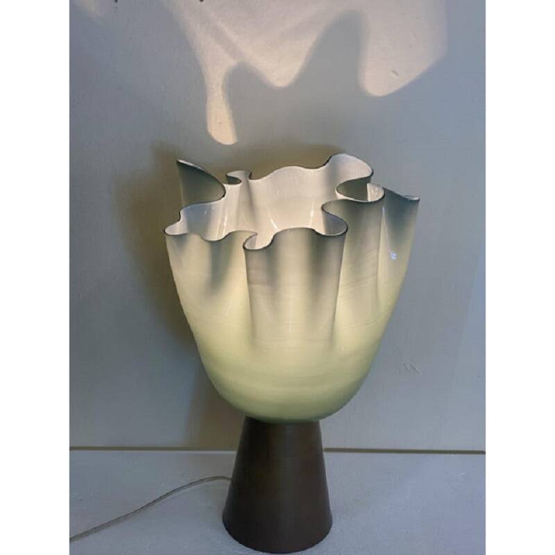 Contemporary Milky-Green Murano Style Glass Table Lamp