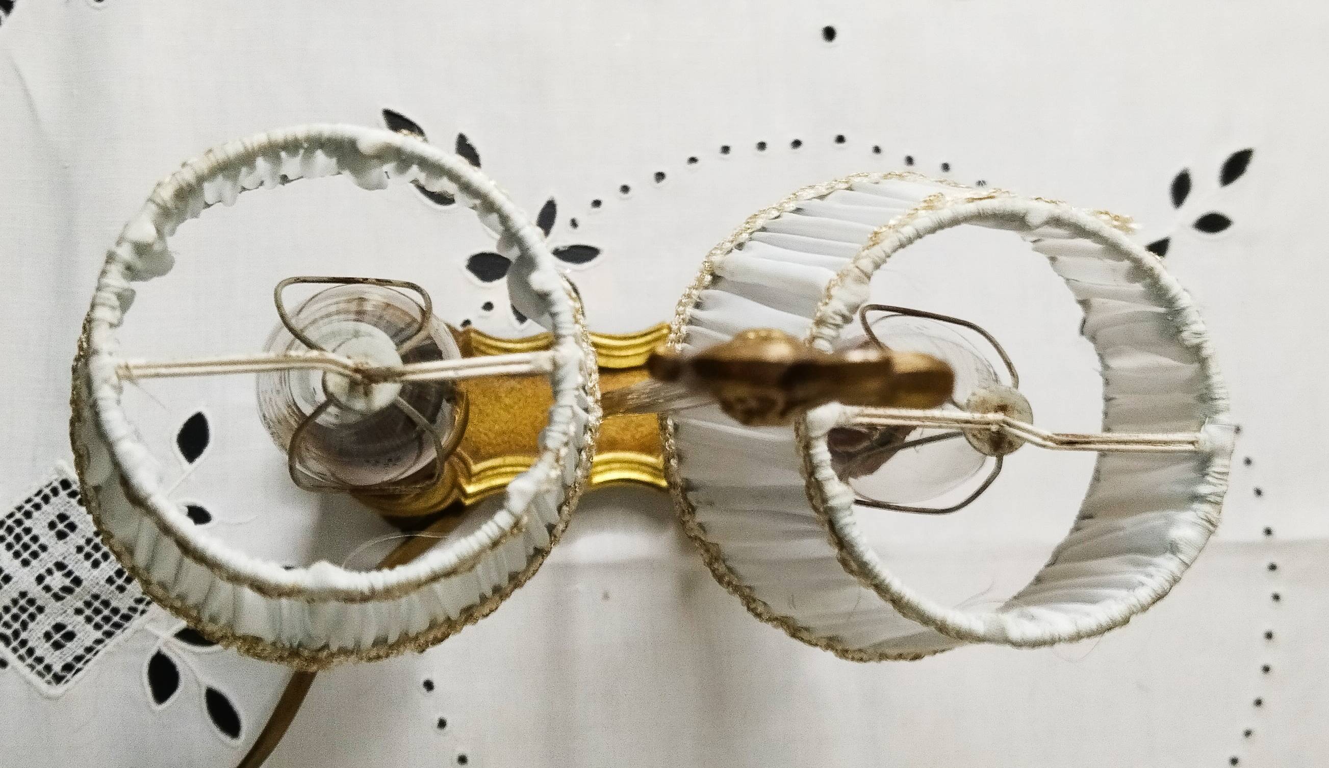 2-light hot water bottle lamp in gilded brass, bedside lamp, desk lamp