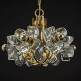 Large brass and crystal pendant light by Sische, Germany, 1970s.