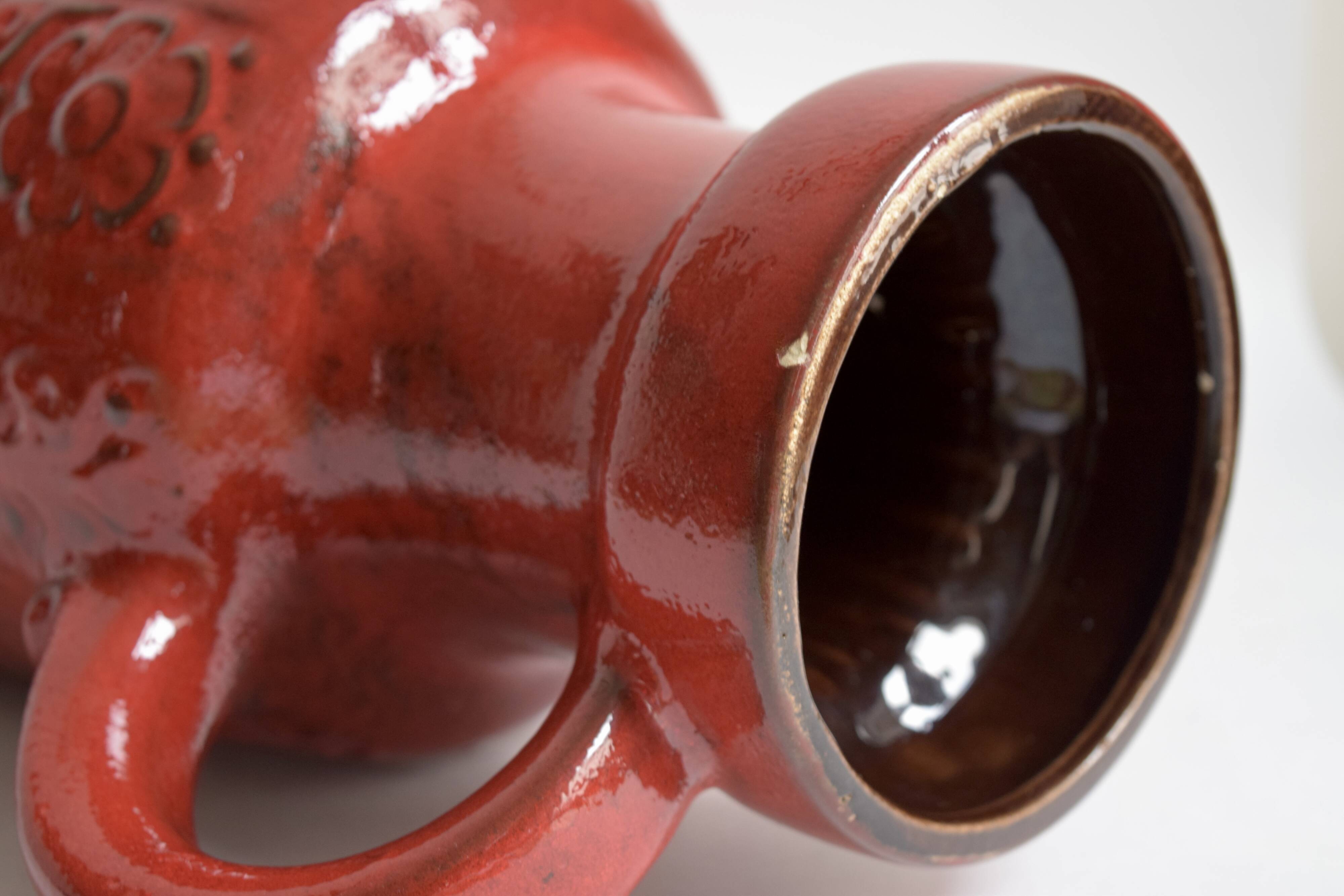 Red vase Scheurich Keramik - West Germany 480 46 - Nizza decor.