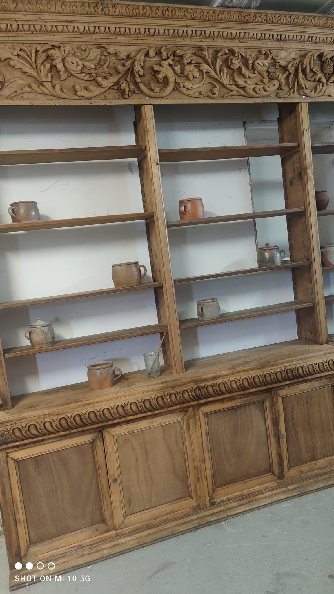 Large natural wood bookcase late nineteenth