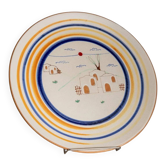 Assiette murale en céramique crème d'Italie des années 1980 – Céramiques de studio – Peinte à la main, art populaire du milieu du siècle