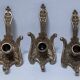 3 bougeoirs paons en laiton, années 60