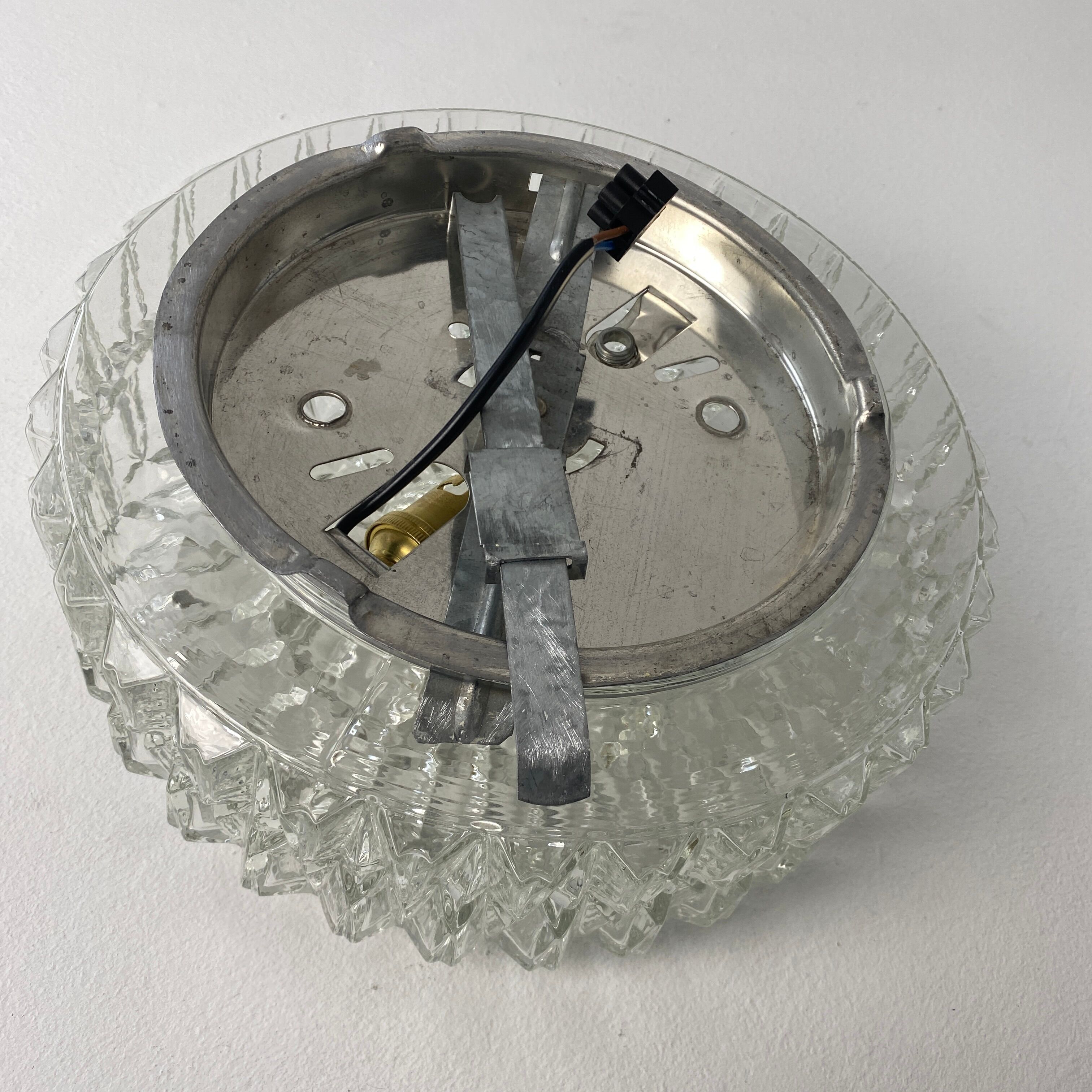 Pair of old vintage round wall lamps