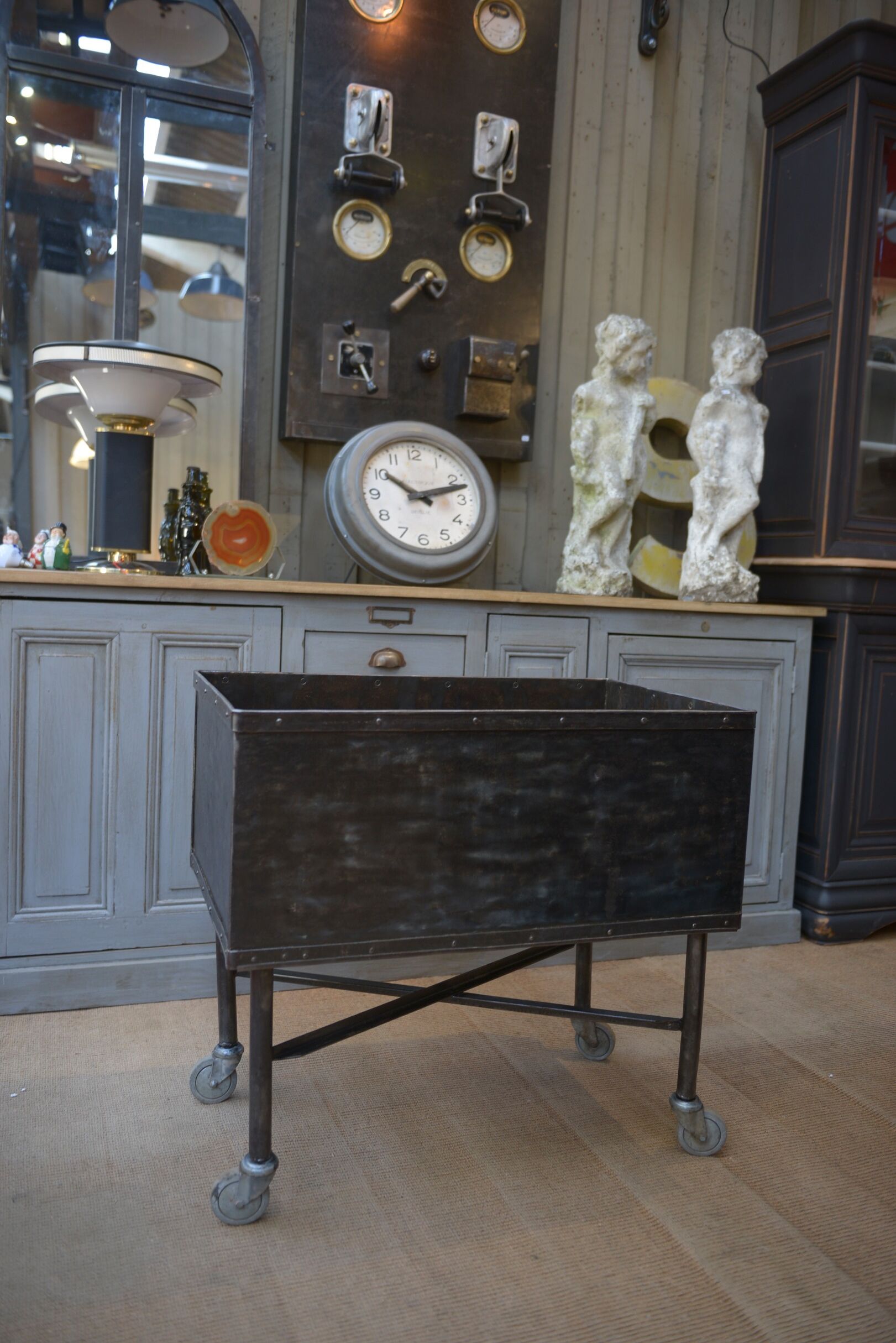 Factory trolley in polished metal 1950