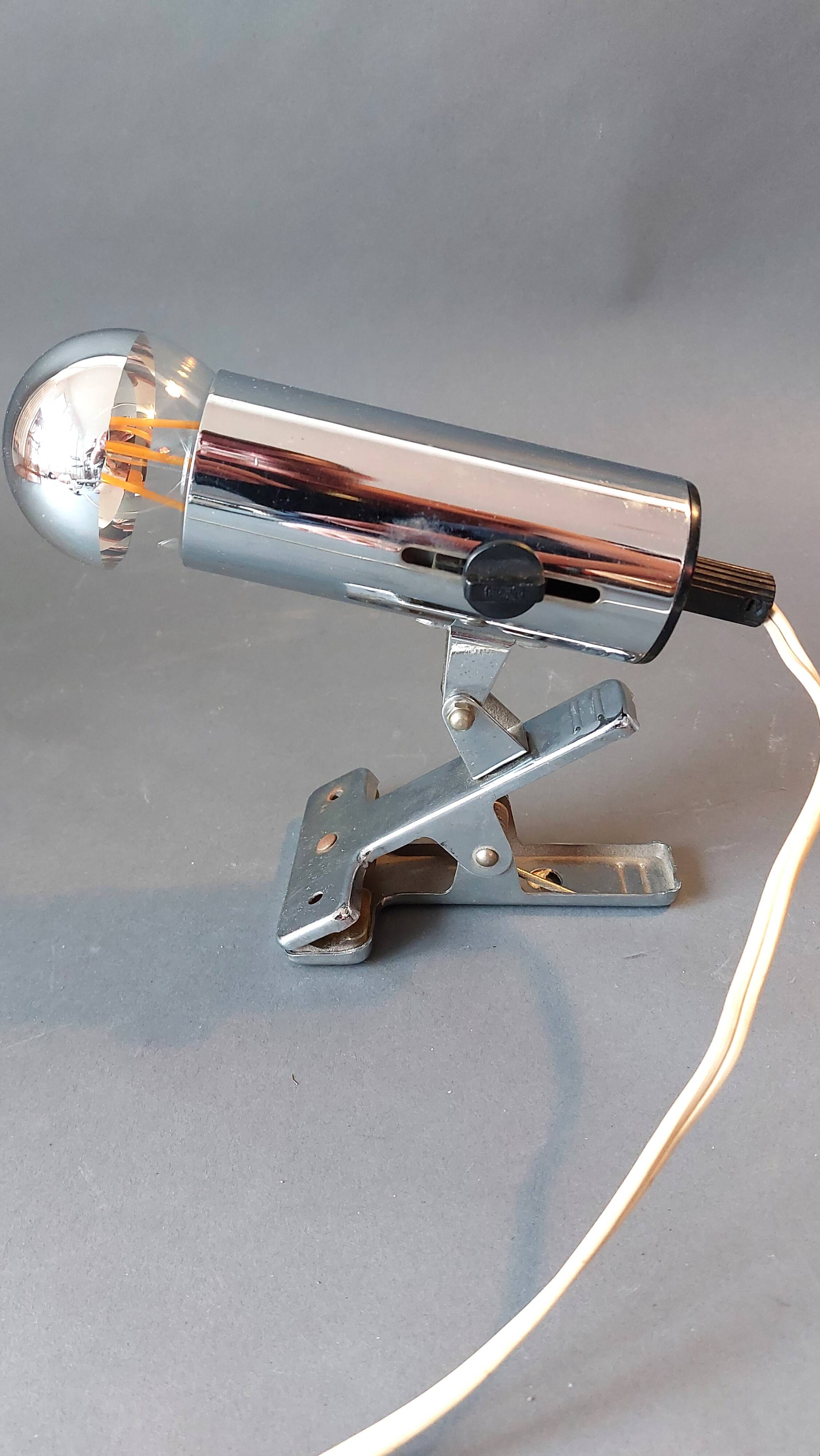 Chrome clip-on spotlight Targetti 1960, Italy.