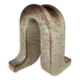 Sculptural double vase in glazed ceramic, design by roberto rigon