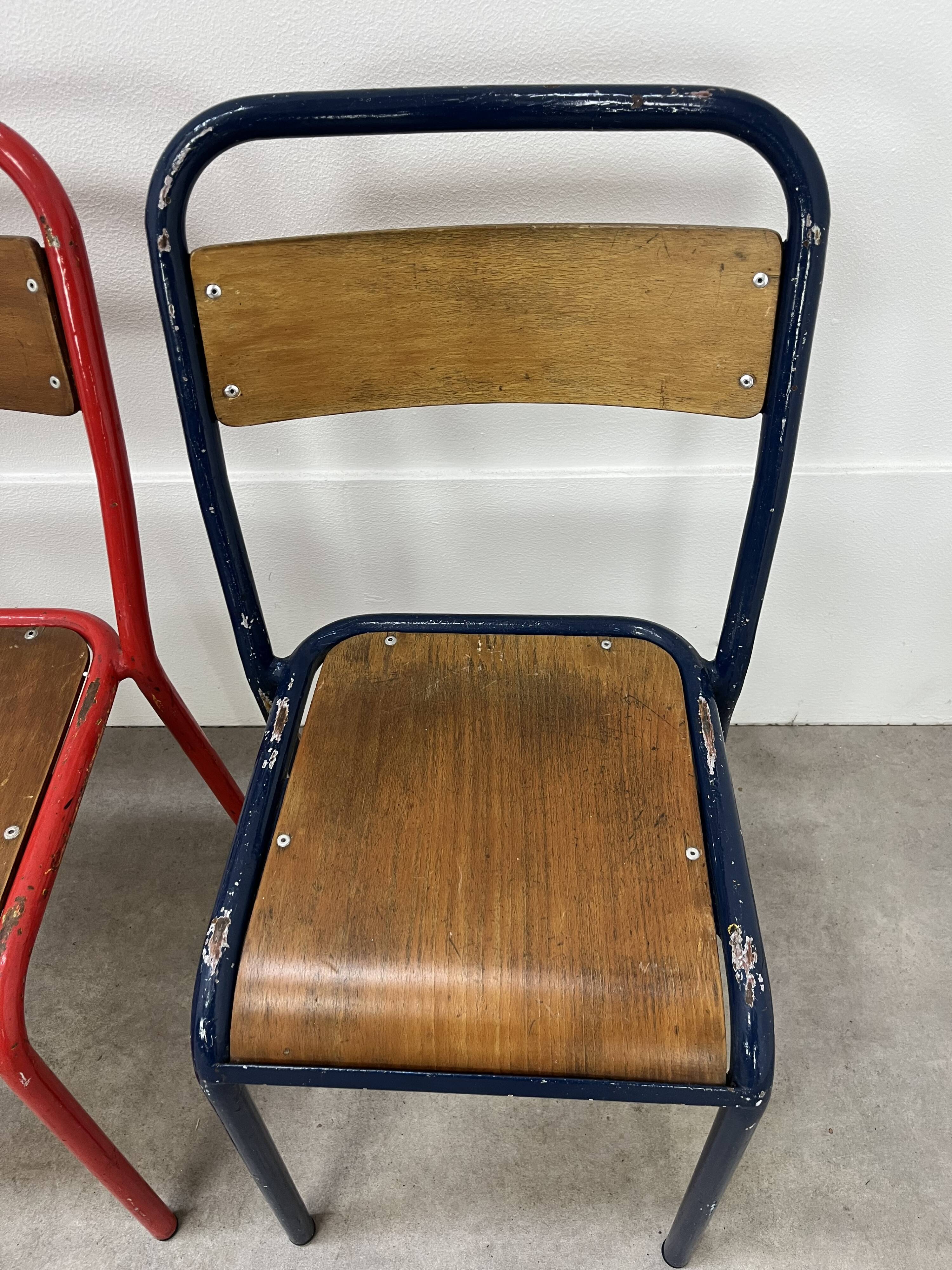 5 industrial style metal chairs, vintage
