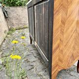 Louis XV style commode in marquetry, 20th century.