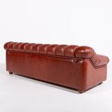 Sculptural Italian Modern three seat leather sofa, 1970’s
