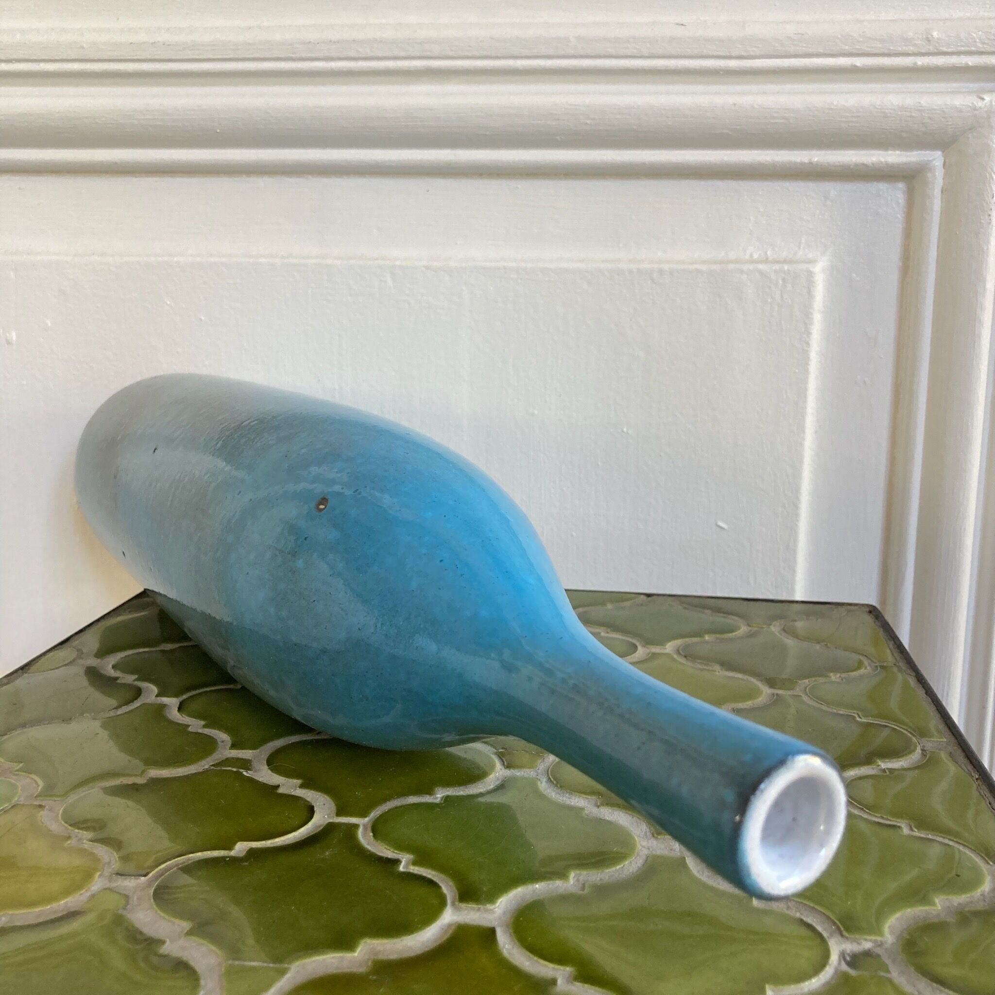 Signed stoneware soliflore bottle vase