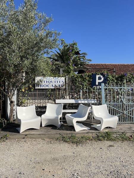 2 pairs of Silene armchairs by M.Borgnat