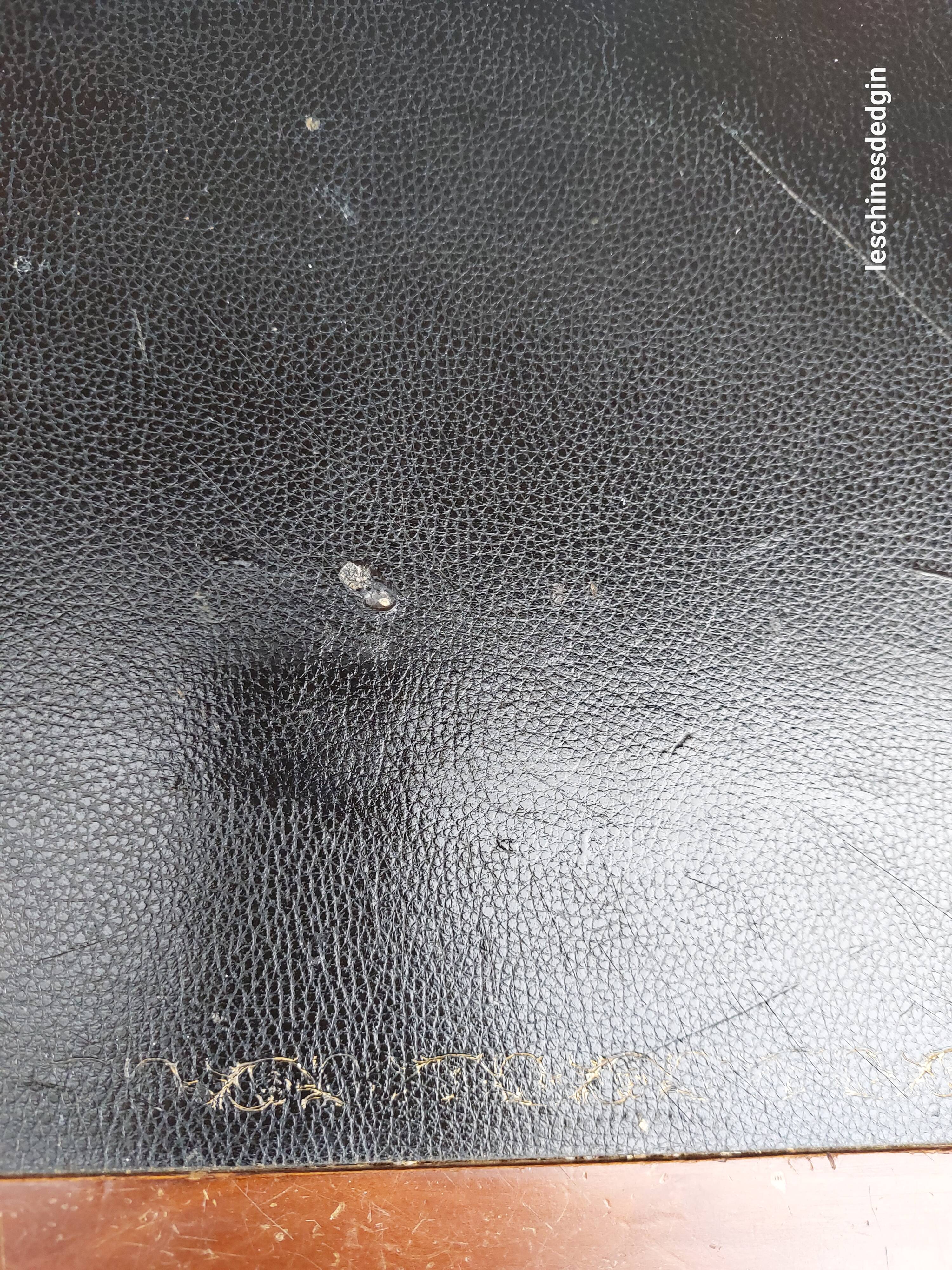 Black leather desk with extensions