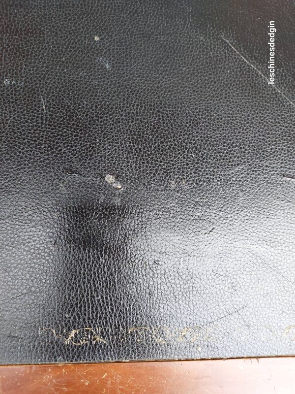 Bureau plateau en cuir noir et rallonges