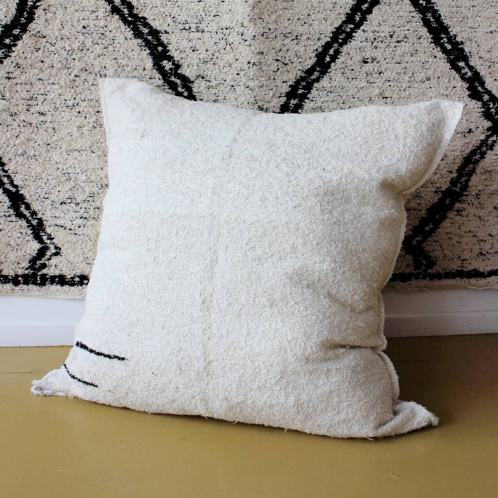 Hand-woven handmade pouf cover made from recycled cotton