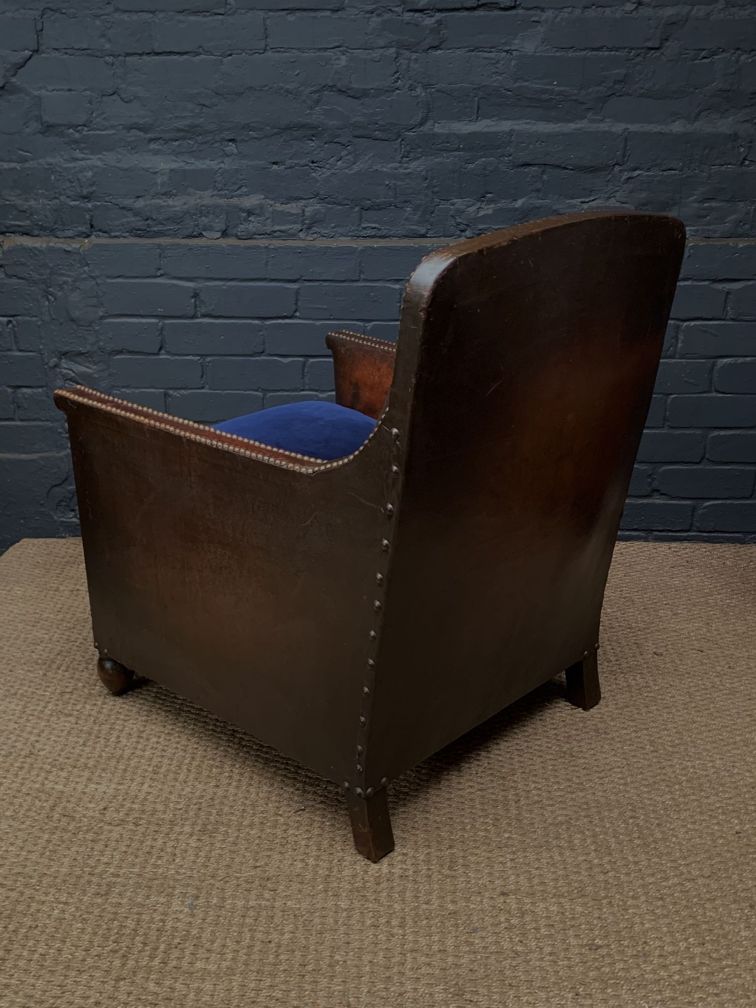 French leather club chair normandy model c1910-1930