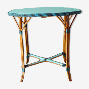 Table in wood and rattan vintage