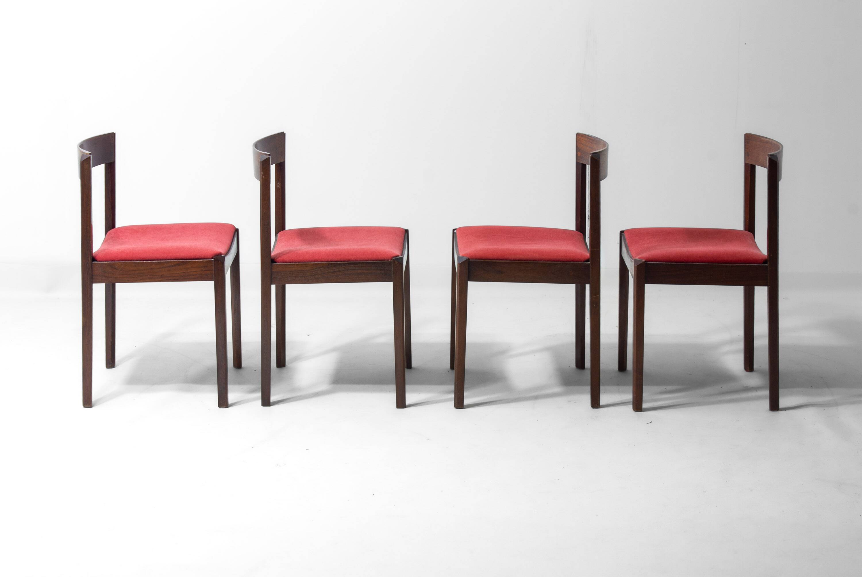 Set of 4 Dino Cavalli dining chairs in rosewood
