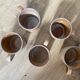 5 stoneware coffee cups
