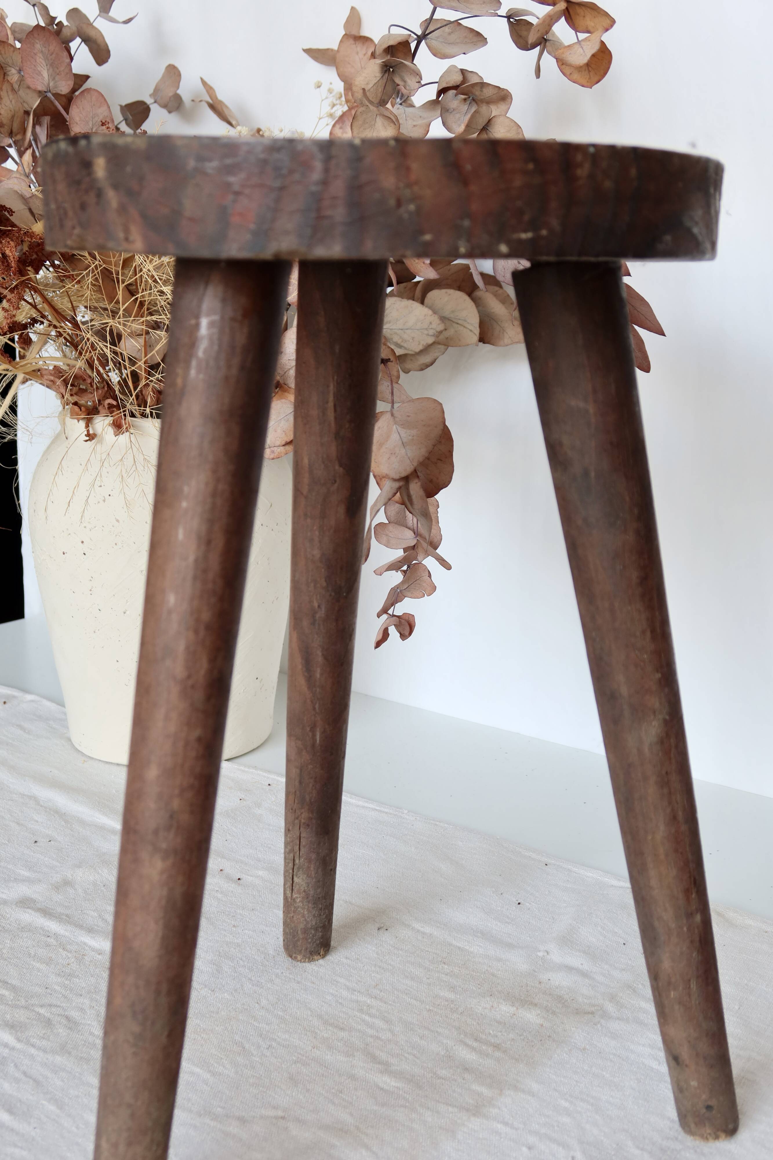 Vintage wooden tripod stool