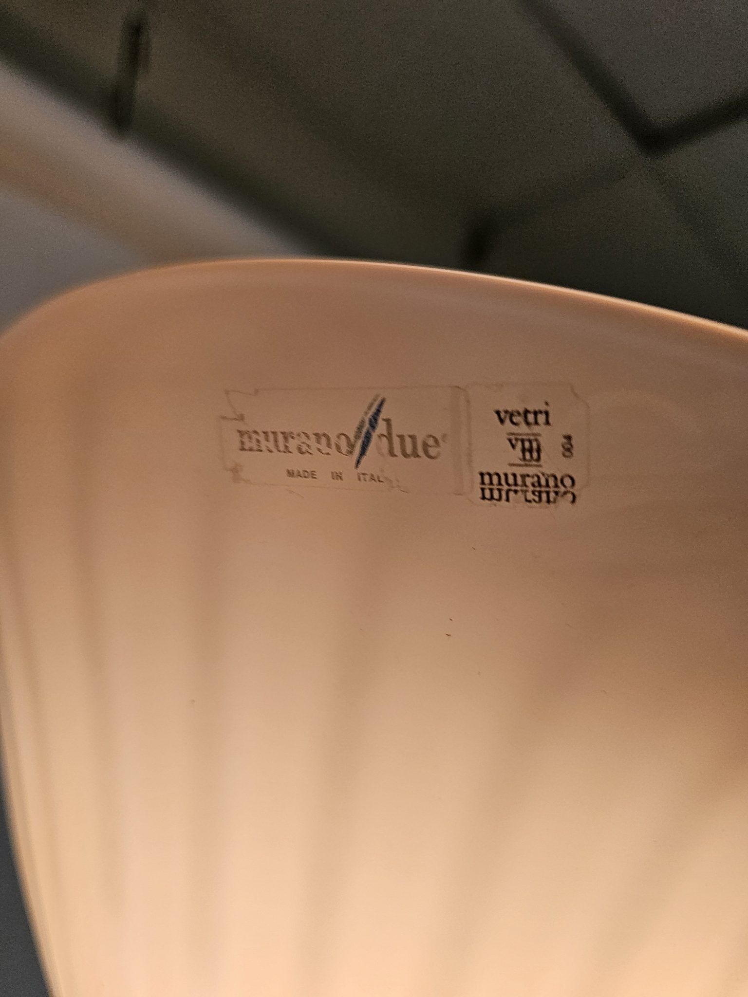 Italian floor lamp with pink Murano glass and brass foot