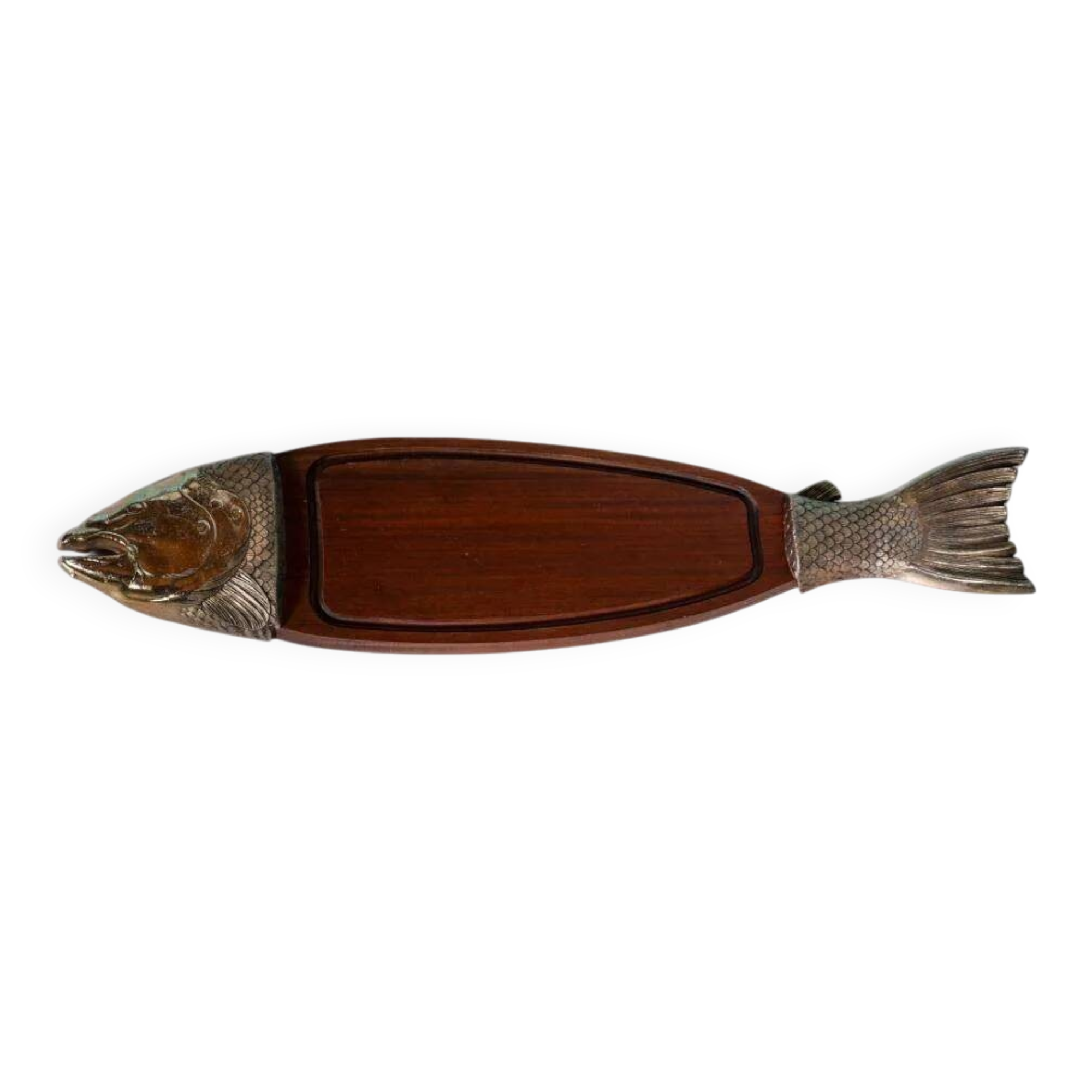 Vintage wooden presentation platter, fish platter.