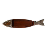 Plateau de présentation en bois vintage, plateau poisson