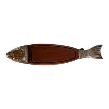 Vintage wooden presentation platter, fish platter.