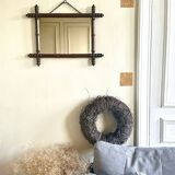 Bamboo-shaped wooden mirror
