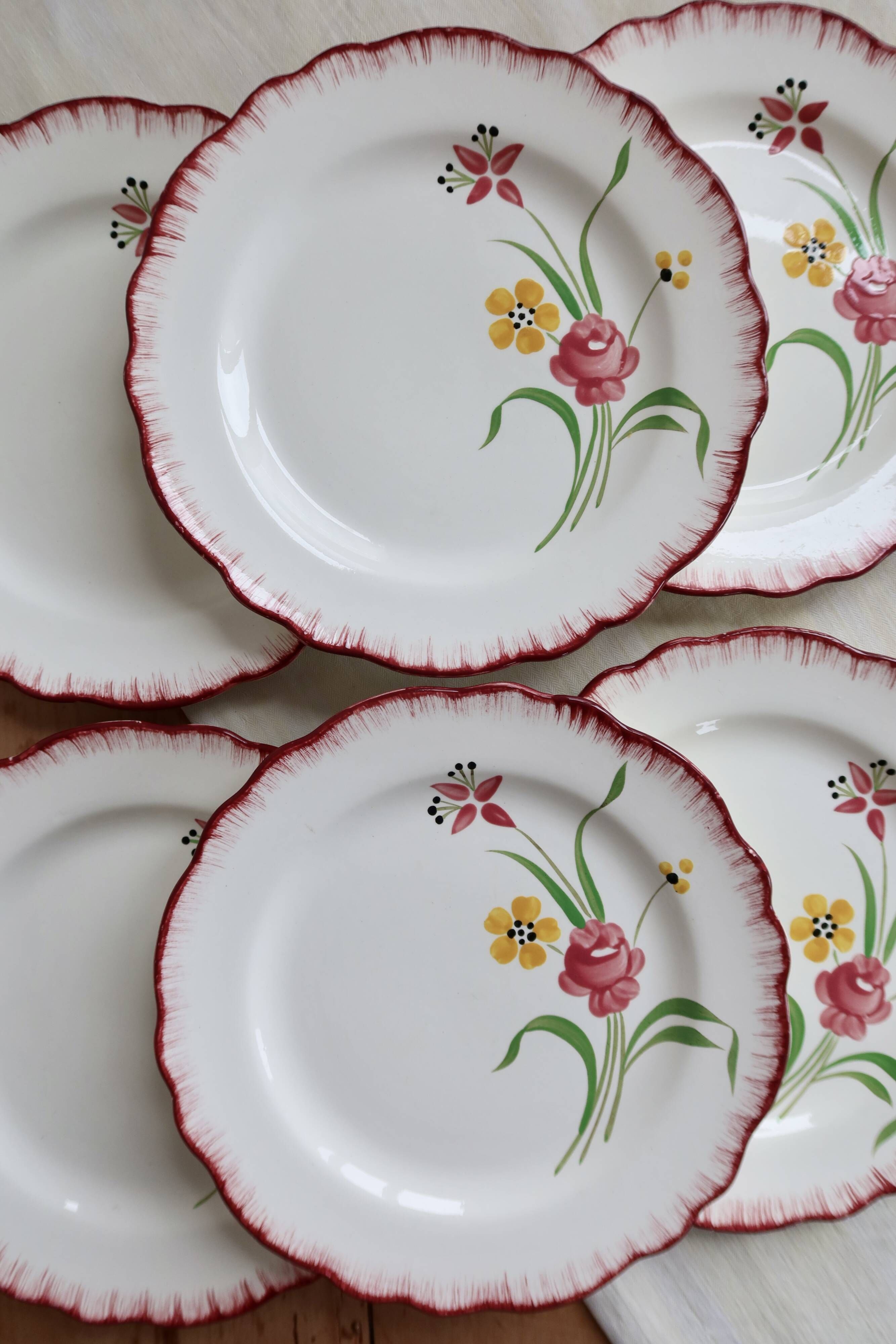 6 vintage ironstone dinner plates Salins model Pierrette