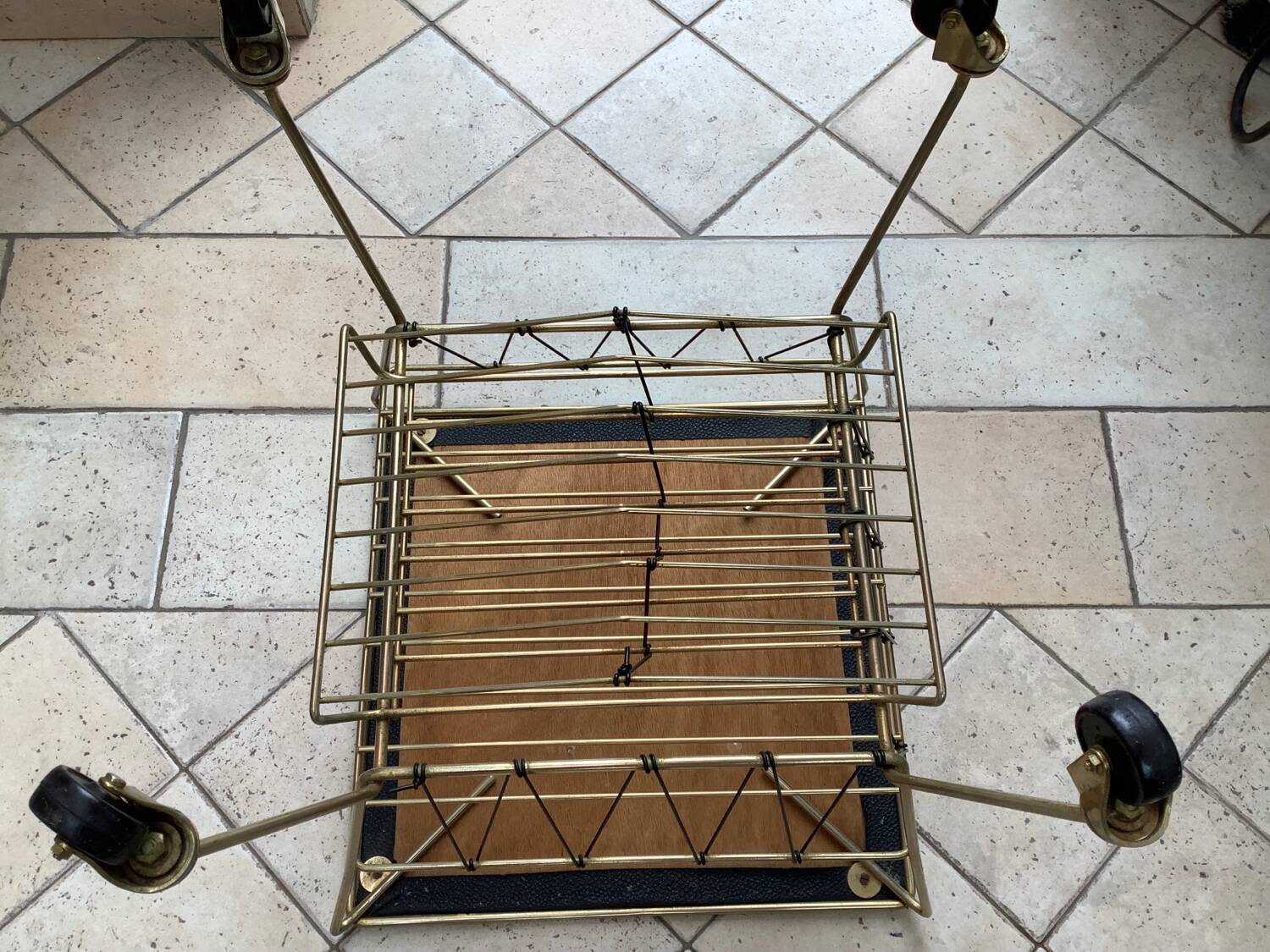 Coffee table with vinyl magazine holder 1960s