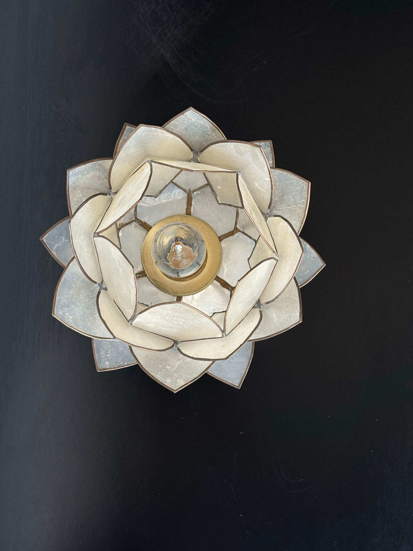 Applique murale fleur de lotus en nacre, Italie 1970