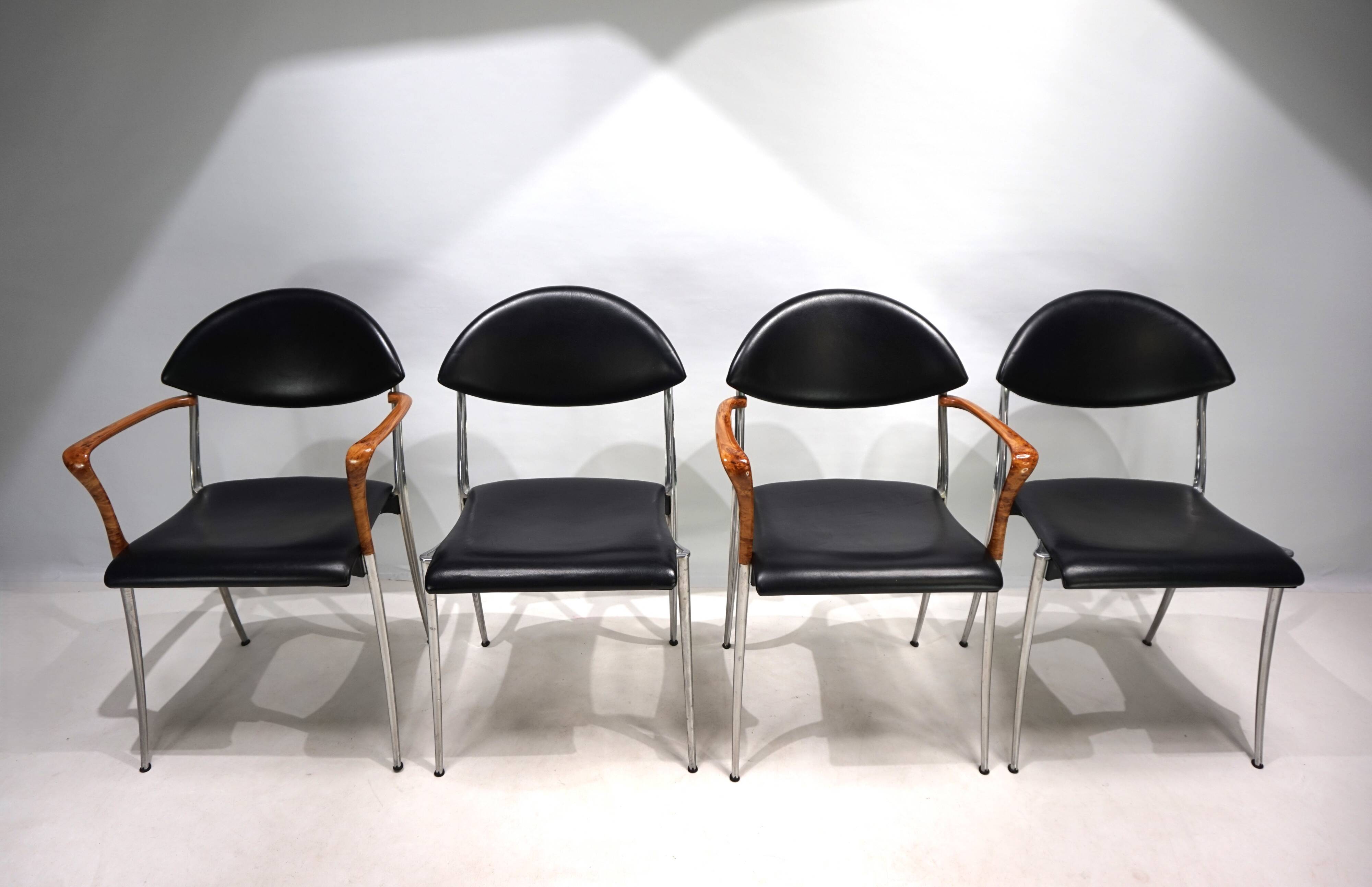 Set of four Coro dining chairs by Luigi Origlia, 1980