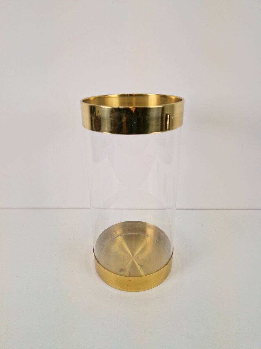 Acrylic Glass and Brass Umbrella Stand, France, 1970s