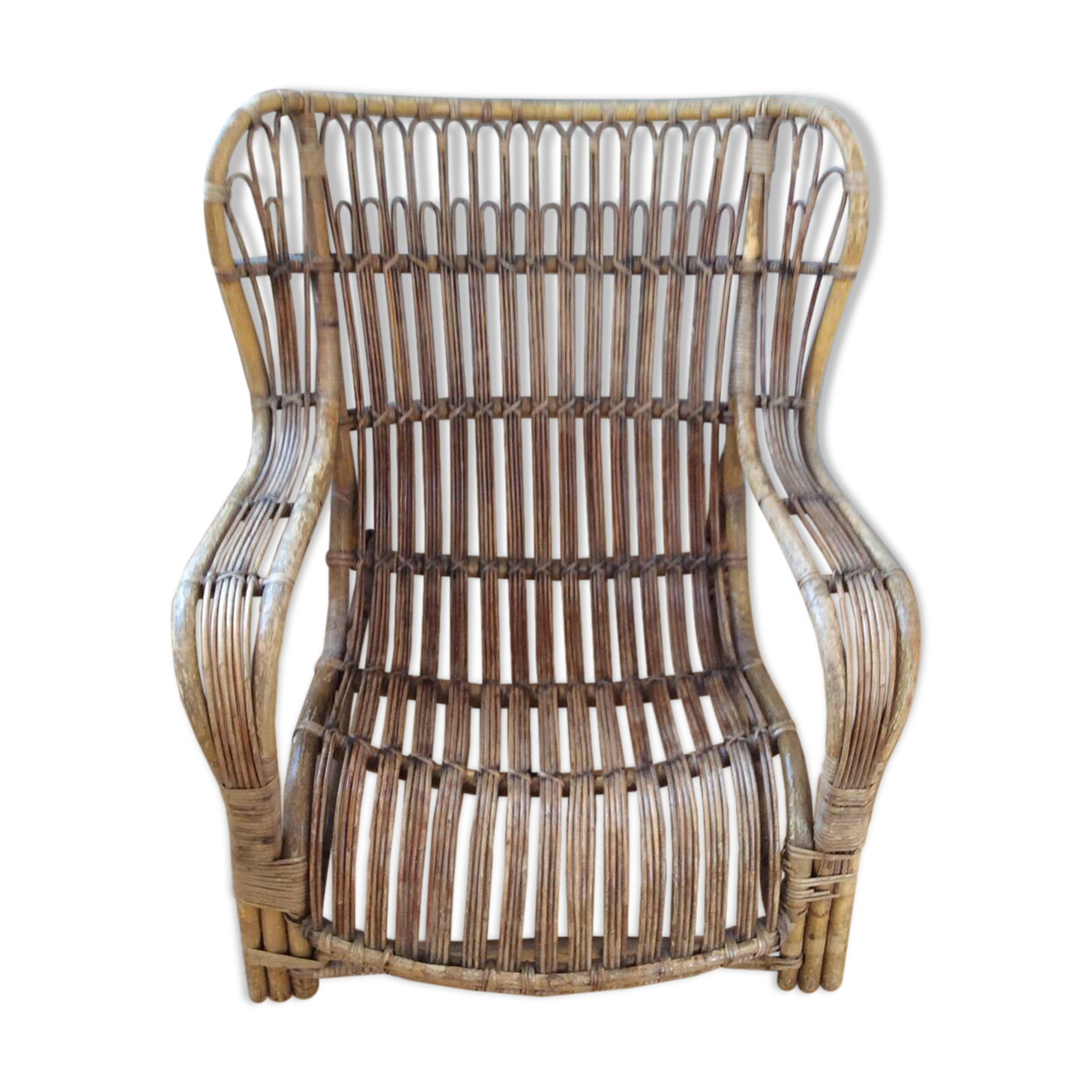 Rattan wicker armchair from the 60s/70s