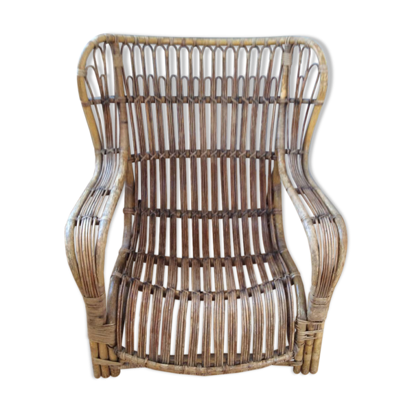 Fauteuil osier rotin années 60/70